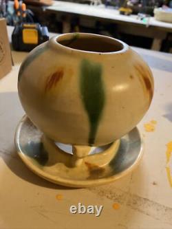 MCM Vintage Japanese Studio Pottery Pedestal Bowl SIGNED RARE