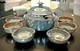 MCM Vintage Studio Pottery Stoneware Soup Tureen Ladle 6 Bowl Set Stamped