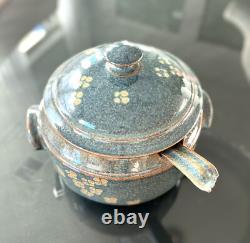 MCM Vintage Studio Pottery Stoneware Soup Tureen Ladle 6 Bowl Set Stamped