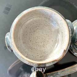 MCM Vintage Studio Pottery Stoneware Soup Tureen Ladle 6 Bowl Set Stamped