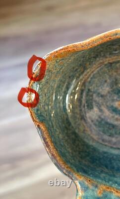 MCM Vintage Studio Pottery Stoneware Soup Tureen Ladle 6 Bowl Set Stamped