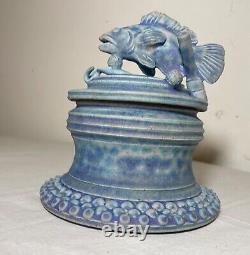 MCM vintage Handmade TIM MATHER Studio Pottery Stoneware Covered Fish Dish Jar