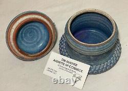 MCM vintage Handmade TIM MATHER Studio Pottery Stoneware Covered Fish Dish Jar