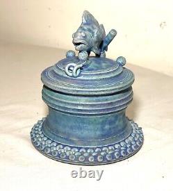 MCM vintage Handmade TIM MATHER Studio Pottery Stoneware Covered Fish Dish Jar