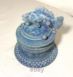 MCM vintage Handmade TIM MATHER Studio Pottery Stoneware Covered Fish Dish Jar