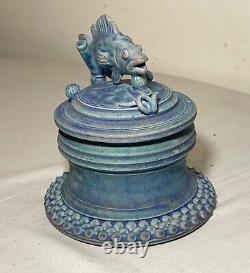 MCM vintage Handmade TIM MATHER Studio Pottery Stoneware Covered Fish Dish Jar