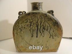 MID Century Pottery Studio Vase Signed Glazed Artist 10 1/2 X 11 X 4 In Hand