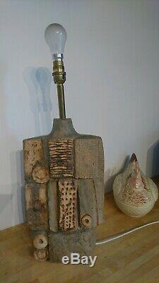 MID Century Vintage Bernard Rooke Sculptured Studio Pottery Large Table Lamp