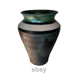 MIKE BRENNAN RAKU Vase 1999 16 Vintage Signed California Studio Art Pottery