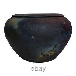 MIKE BRENNAN RAKU Vase 1999 Signed Studio Art Pottery California Vintage