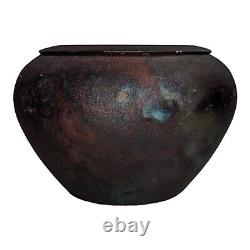 MIKE BRENNAN RAKU Vase 1999 Signed Studio Art Pottery California Vintage