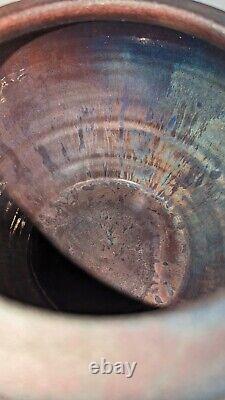 MIKE BRENNAN RAKU Vase 1999 Signed Studio Art Pottery California Vintage