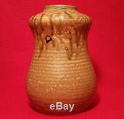 MOD JAPANESE mcm vtg signed studio art pottery cabinet gourd mod stonewware vase