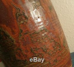MONSTER 8.5 louis mideke mcm vtg studio art pottery rust vase seattle bremerton