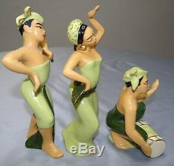 Madison Ceramic Arts Studio Bali Lao Kris Gong Figurine Dancer Set Lot Vtg