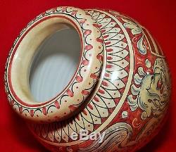 Magnanelli Gubbio vtg italian art studio pottery urn crown coat of arms vase pot