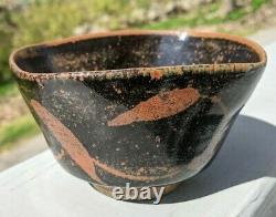 Malcolm Wright Tenmoku Chawan Squared Teabowl Studio Art Pottery Signed Vintage