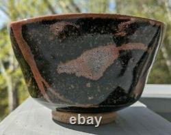 Malcolm Wright Tenmoku Chawan Squared Teabowl Studio Art Pottery Signed Vintage