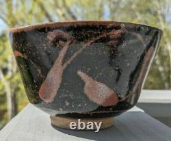 Malcolm Wright Tenmoku Chawan Squared Teabowl Studio Art Pottery Signed Vintage