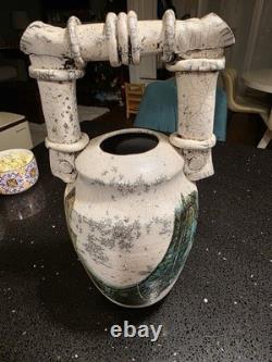 Marc Ward Studio Pottery Raku Vase Signed Crackle Glaze Art Ceramic Vintage 14