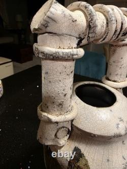 Marc Ward Studio Pottery Raku Vase Signed Crackle Glaze Art Ceramic Vintage 14