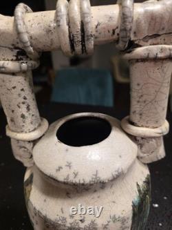 Marc Ward Studio Pottery Raku Vase Signed Crackle Glaze Art Ceramic Vintage 14