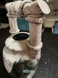 Marc Ward Studio Pottery Raku Vase Signed Crackle Glaze Art Ceramic Vintage 14