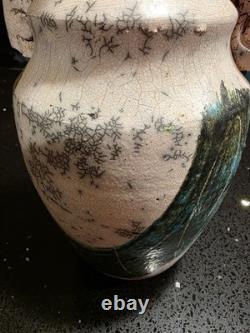 Marc Ward Studio Pottery Raku Vase Signed Crackle Glaze Art Ceramic Vintage 14