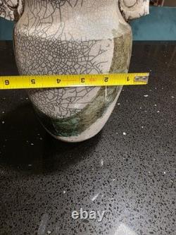Marc Ward Studio Pottery Raku Vase Signed Crackle Glaze Art Ceramic Vintage 14