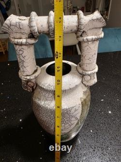 Marc Ward Studio Pottery Raku Vase Signed Crackle Glaze Art Ceramic Vintage 14