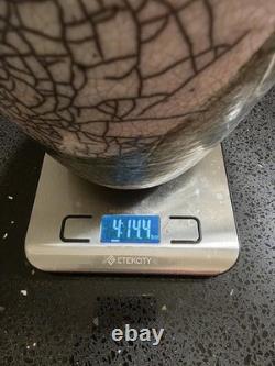 Marc Ward Studio Pottery Raku Vase Signed Crackle Glaze Art Ceramic Vintage 14