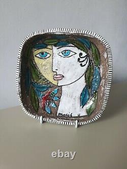 Mari Simmulson Upsala Ekeby ceramic wall plaque / bowl MCM Swedish art vintage