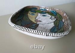 Mari Simmulson Upsala Ekeby ceramic wall plaque / bowl MCM Swedish art vintage