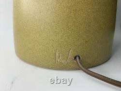 Martz Marshall Studios Pottery & Walnut Lamp Olive Pastel Green -Vintage MCM