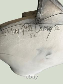 Mary Gates Dewey Studio Pottery Sitting Fat Cat Sculpture 1992 Large 13x13 Vtg