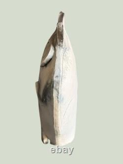 Mary Gates Dewey Studio Pottery Sitting Fat Cat Sculpture 1992 Large 13x13 Vtg