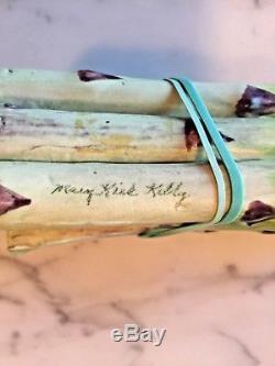 Mary Kirk Kelly 9 Asparagus Stalks Signed Handmade Studio Pottery Vintage
