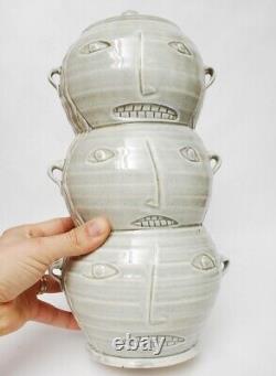 Matthew Metz Ceramic Face Jug Studio Pottery Tobacco Jar Folk MCM Vintage