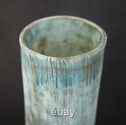 McCarty Jade Merigold Vtg Studio Pottery Mississippi Mud Tall Vase Nutmeg 12.5