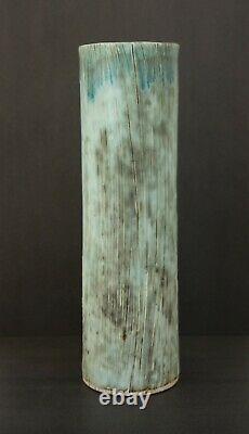 McCarty Jade Merigold Vtg Studio Pottery Mississippi Mud Tall Vase Nutmeg 12.5