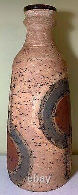 Michael Gubkin 1982 Ohio Studio Pottery Extra Large Vase 15 1/2 Sgraffito RARE