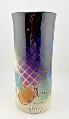 Michael Kifer Vase Post Modern Memphis Style Studio Pottery Cylinder Vintage