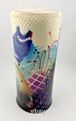 Michael Kifer Vase Post Modern Memphis Style Studio Pottery Cylinder Vintage