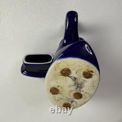 Michael Lambert vintage studio pottery Dancing Tea Pot & Sugar Bowl Cobalt