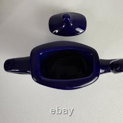 Michael Lambert vintage studio pottery Dancing Tea Pot & Sugar Bowl Cobalt