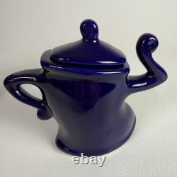 Michael Lambert vintage studio pottery Dancing Tea Pot & Sugar Bowl Cobalt