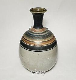 Michael Sherrill Studio Pottery Bottle Handmade Wheel Thrown Stoneware VTG 70s