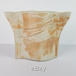 Mid Century Ikebana Vase Studio Pottery Funnel Slab Modernist Vtg