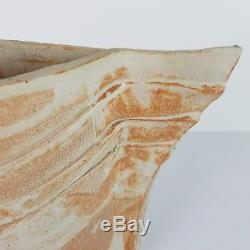 Mid Century Ikebana Vase Studio Pottery Funnel Slab Modernist Vtg