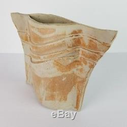 Mid Century Ikebana Vase Studio Pottery Funnel Slab Modernist Vtg